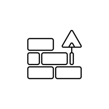 Vector line icons brickwork and building trowel Stock Illustration