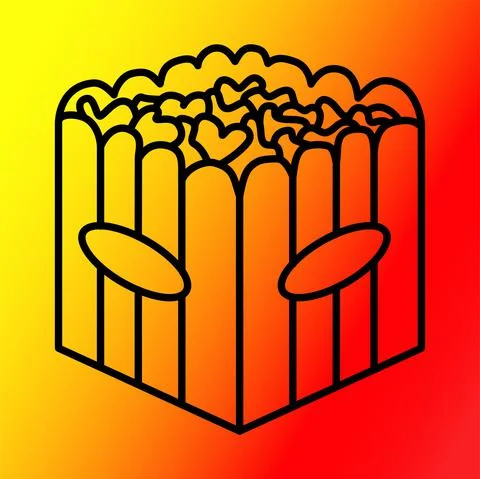 Vector. Line icons, linear food icons, contour icons of popcorn in the package. Stock Illustration