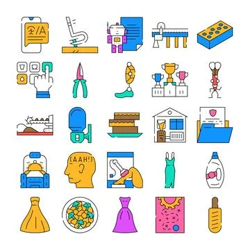 Vector line icons representing technology industry automation Ilustración de archivo