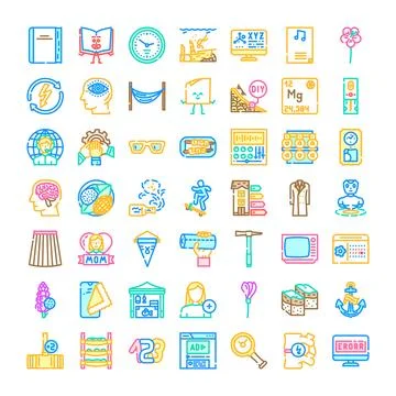 Vector line icons representing various web and mobile concepts Stock Illustration