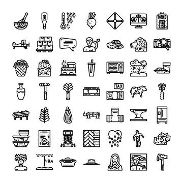Vector line icons representing various objects and concepts Illustrazione stock