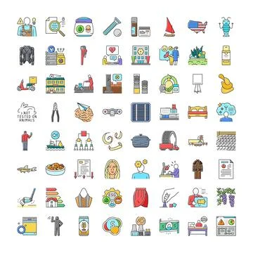 Vector line icons representing various industries and concepts Stockillustratie