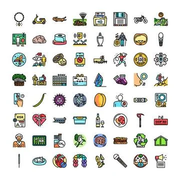 Vector line icons representing various daily life objects 스톡 일러스트