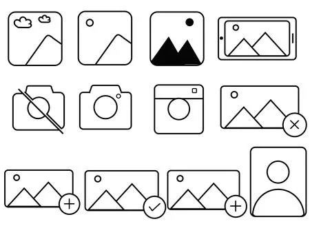 Vector Line Icons Set of Cameras and Photography Equipment Stock Illustration