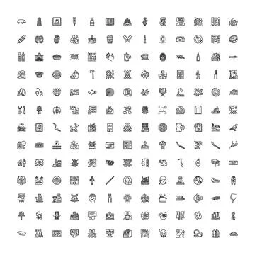 Vector line icons set covering various concepts Illustrazione stock