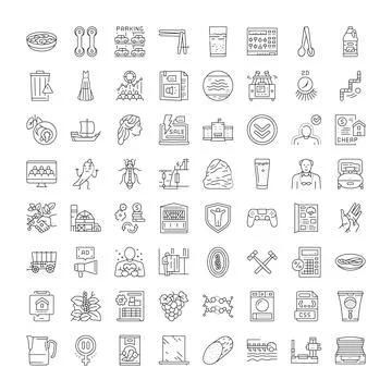 Vector line icons set with diverse concepts for web and app design Stock Illustration