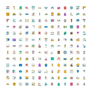 Vector line icons set everyday household items Stock Illustration