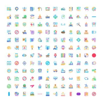 Vector line icons set illustrating diverse business concepts Stock Illustration