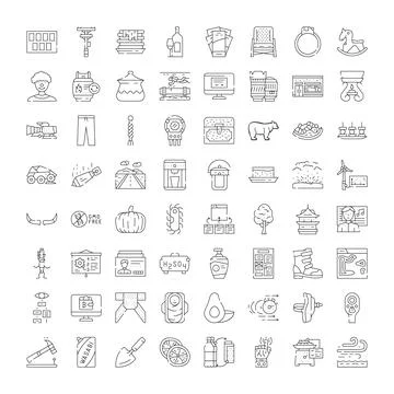 Vector line icons set miscellaneous generic symbols Illustrazione stock