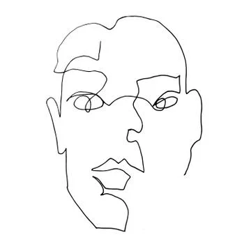 Vector line illustration face. Contour symbol. isolated outline drawing. Stock Illustration