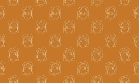 Vector line image of people wearing medical masks protecting themselves from  Stock Illustration