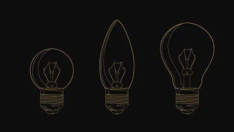 Vector line incandescent light bulb set. Vector illustration for your design Stock Illustration