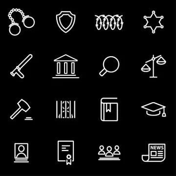 Vector line justice icon set Stock Illustration