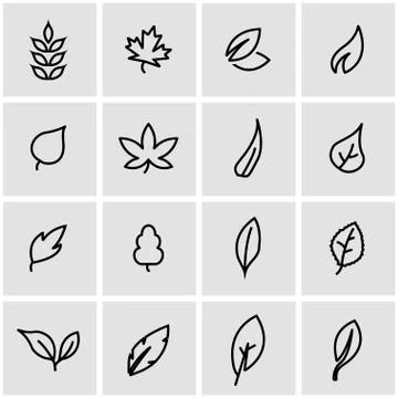 Vector line leaf icon set Illustrazione stock