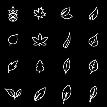 Vector line leaf icon set Stock Illustration