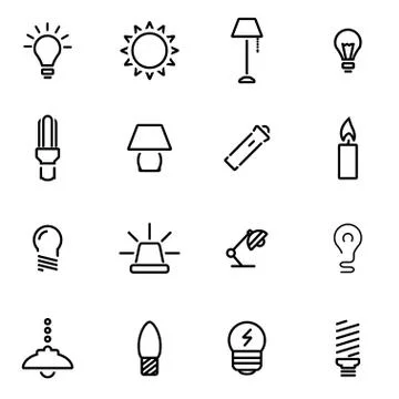 Vector line light icon set Illustrazione stock