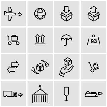 Vector line logistic icon set Stock Illustration