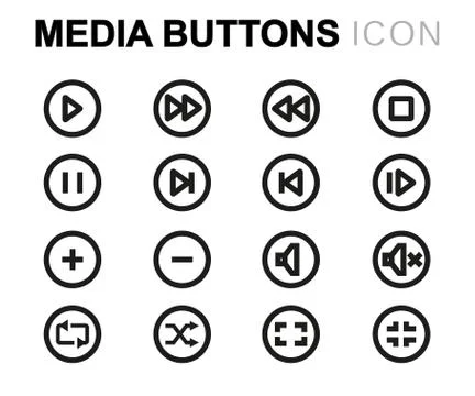 Vector line media buttons set Illustrazione stock