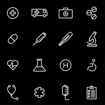 Vector line medical icon set Stock Illustration