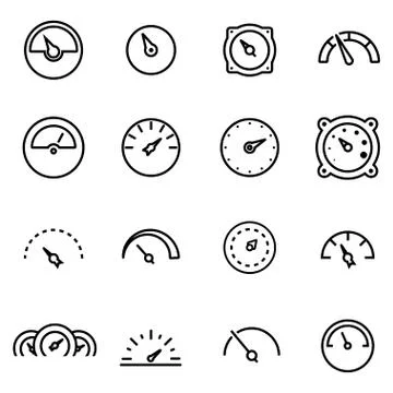 Vector line meter icon set Stock Illustration