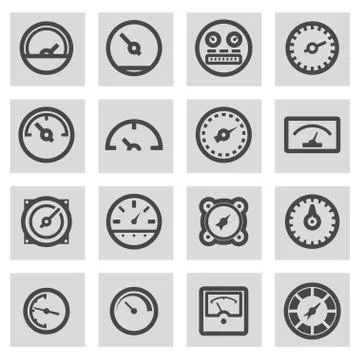 Vector line meter icons set Stock Illustration
