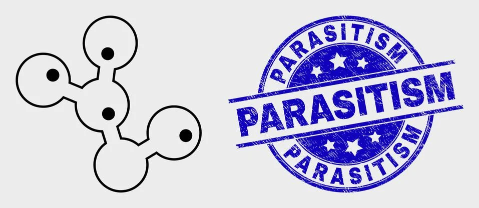 Vector Line Microbes Icon and Distress Parasitism Watermark Stock-Illustration