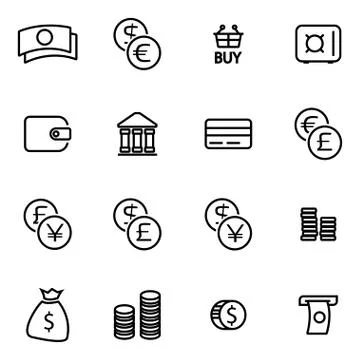 Vector line money icon set Stock-Illustration