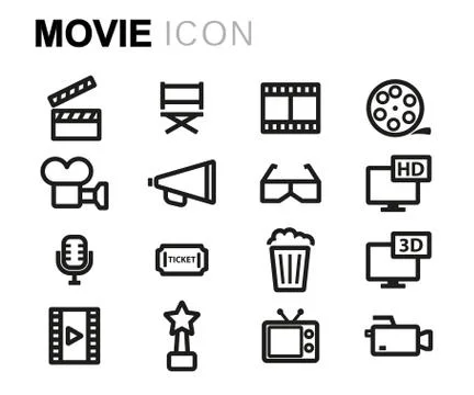 Vector line movie set Stock Illustration