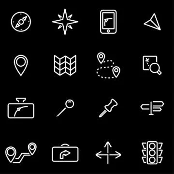 Vector line navigation icon set Stock Illustration