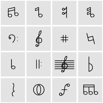 Vector line notes icon set Stock Illustration