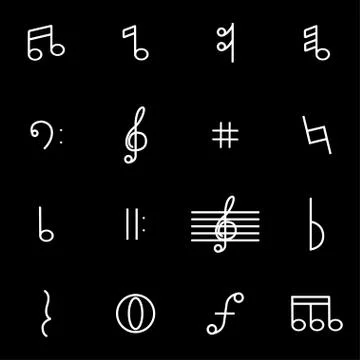 Vector line notes icon set Stock Illustration