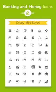 Vector line online banking tiny icon set Stock Illustration