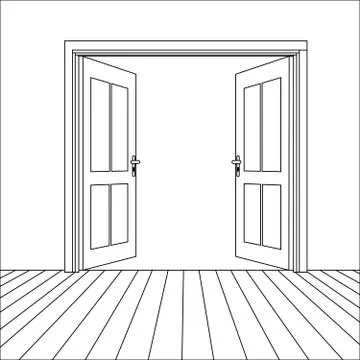 Vector Line Open Doors Illustrazione stock