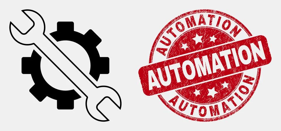 Vector Line Options Tools Icon and Distress Automation Stamp イラスト素材