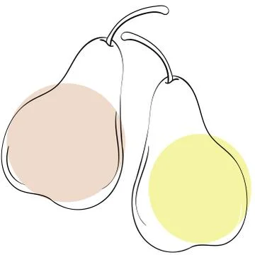 Vector line pear. Color sinmple doodle fruit. Stock Illustration