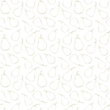 Vector line pear seamless pattern. Monochrome background fruits Stock-Illustration