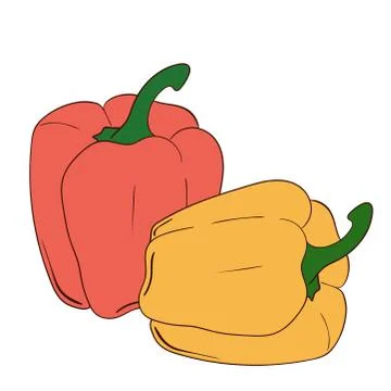 Vector line pepper. Color sinmple doodle vegetables. Illustrazione stock