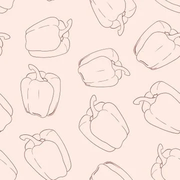 Vector line pepper seamless pattern. Monochrome background vegetables 스톡 일러스트