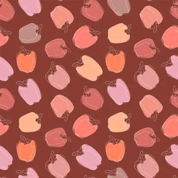 Vector line pepper seamless pattern. Color background vegetables Stock Illustration