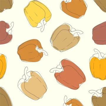 Vector line pepper seamless pattern. Monochrome background vegetables Stock Illustration