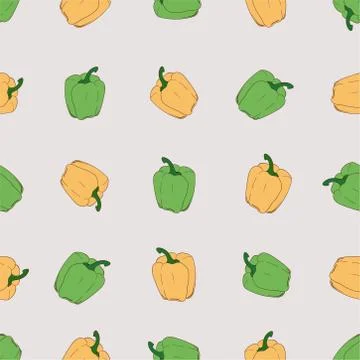 Vector line pepper seamless pattern. Color background vegetables 스톡 일러스트
