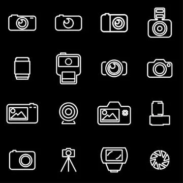 Vector line photo icon set Stock Illustration