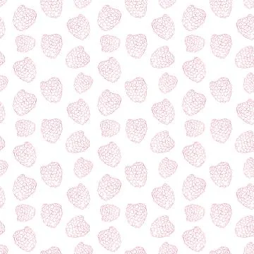 Vector line raspberry seamless pattern. Monochrome background berries Illustrazione stock
