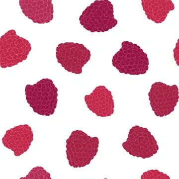 Vector line raspberry seamless pattern. Monochrome background berries Stock Illustration