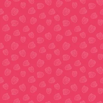 Vector line raspberry seamless pattern. Red background berries Stock Illustration