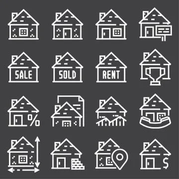Vector line real estate icon set イラスト素材