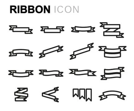 Vector line ribbon icons set イラスト素材
