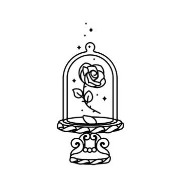 Vector line rose, glass flask Stock Illustration