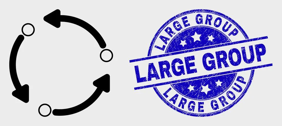 Vector Line Rotation Arrows Icon and Scratched Large Group Watermark 스톡 일러스트