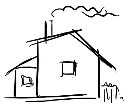 Vector line scrawl house Stock Illustration